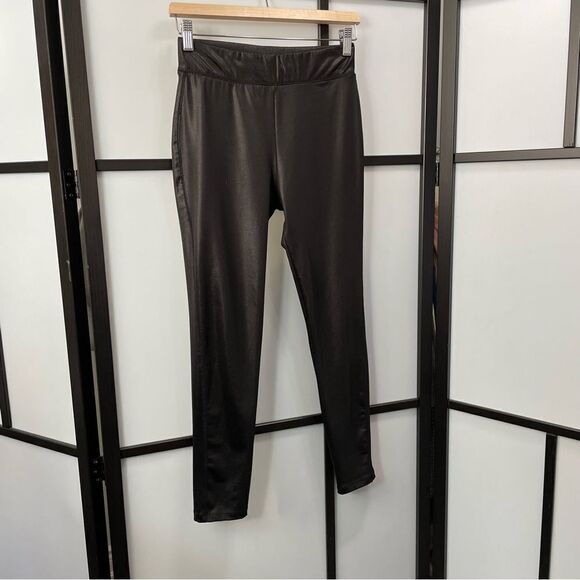 [M] Zara Women’s Black Sheen Faux Leather Leggings / Tights / Everyday - Picture 2 of 16